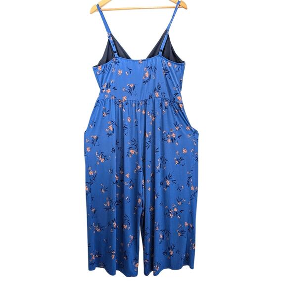Kaileigh Rica Sleeveless Floral Midi Length Jumpsuit Boho Garden Girl Blue 2X - Picture 11 of 15